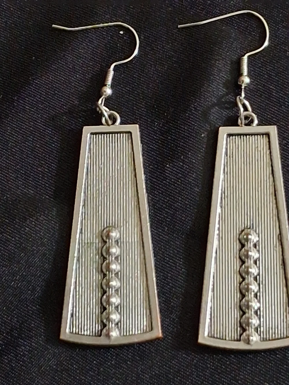 Black Enamel and Crystal Bar Drop Earrings